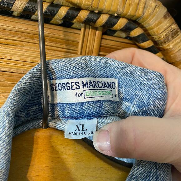 Georges Marciano Guess USA Denim Jacket Men’s XL Vintage 80s 90s triangle Logo - Picture 4 of 10